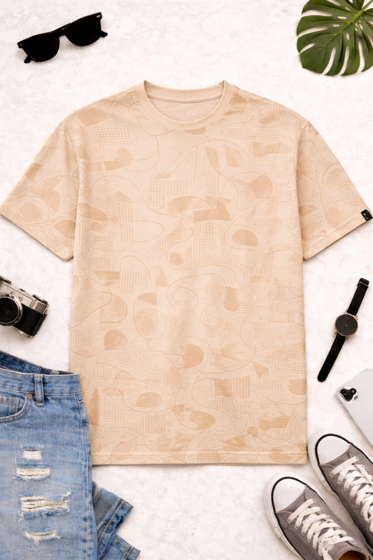 Luxzra Sand Drift AOP Unisex Oversized Tee