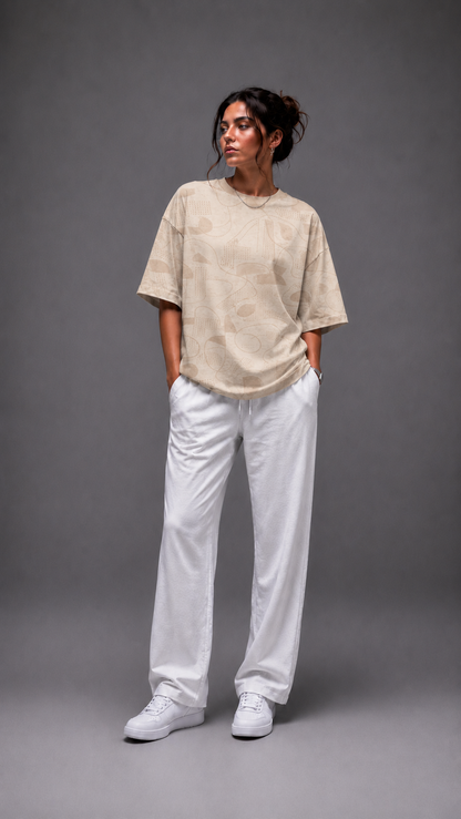 Luxzra Sand Drift™ AOP Unisex Oversized Tee