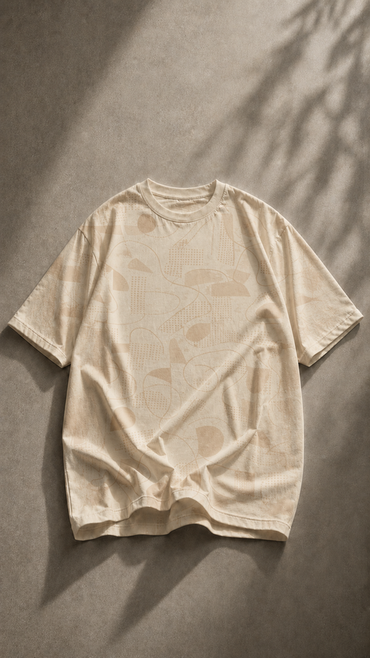 Luxzra Sand Drift™ AOP Unisex Oversized Tee