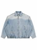 Unisex Vintage Wash Full-Zip Denim Jacket