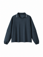 Unisex Boxy Collared Detachable Sweatshirt
