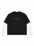 Layered Contrast Sleeve Cotton T-Shirt