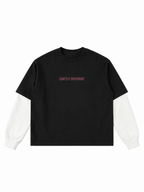 Layered Contrast Sleeve Cotton T-Shirt