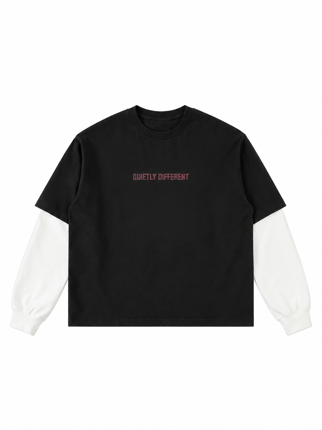 Layered Contrast Sleeve Cotton T-Shirt