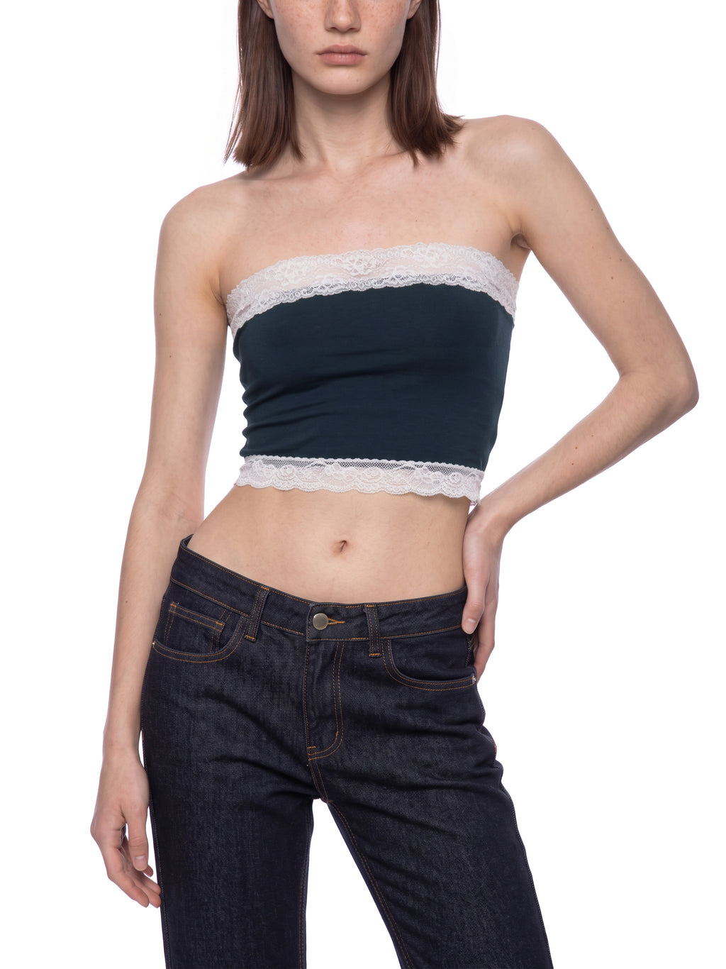 Women's Cropped Paneled Tube Top